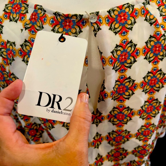 SOLD DR2 Large Beautiful Fall Color Pattern Dress, waist-Tie, Cold Shoulder NWT - Picture 6 of 13